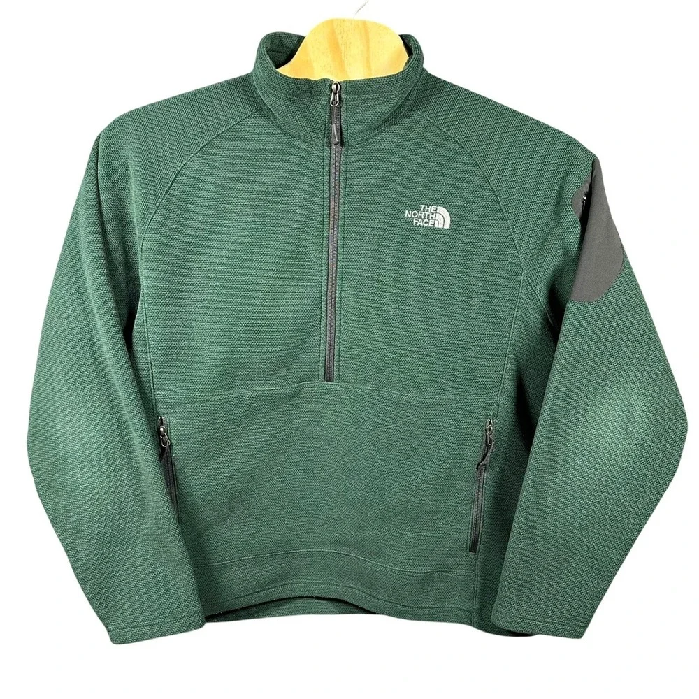 The North Face Green Textured Fleece 1/2 Zip Pullover Men's XL Jacket Polartec